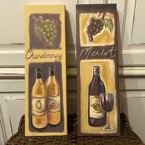 Pair of wine themed, ready to hang, canvases